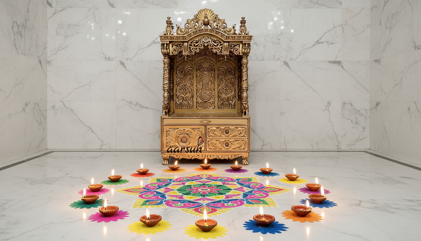 Premium Wooden Pooja Unit
